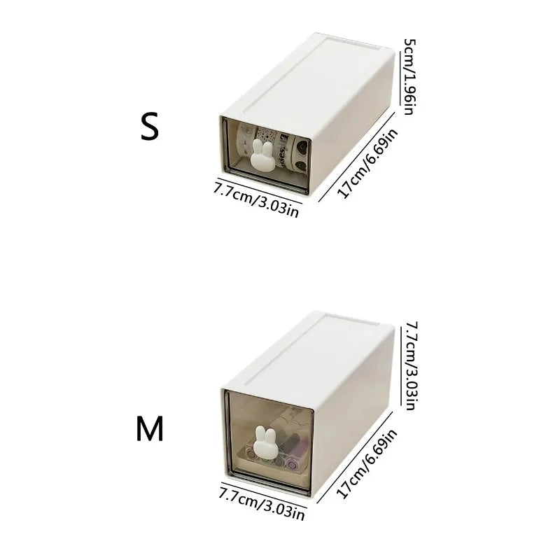 Rabbit Kawaii Desktop Organizer Office Transparent Drawer Student Desk Stationery and Sundry Storage Shelf Pen Holder Stationery