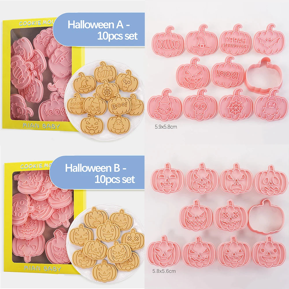 8Pcs Halloween Cookie Cutters 3D Pumpkin Ghost Biscuit Cutter Cookie Molds Kitchen Pastry Baking Tools Halloween Decoration 2024