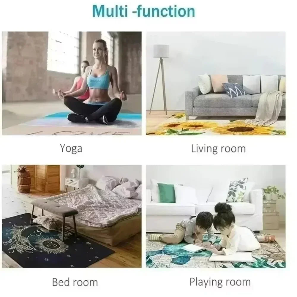 Retro red Bohemian-style printed carpet Red Kitchen Mat Decor Vibrant Living Room mat coffee table rug nonslip Machine washing