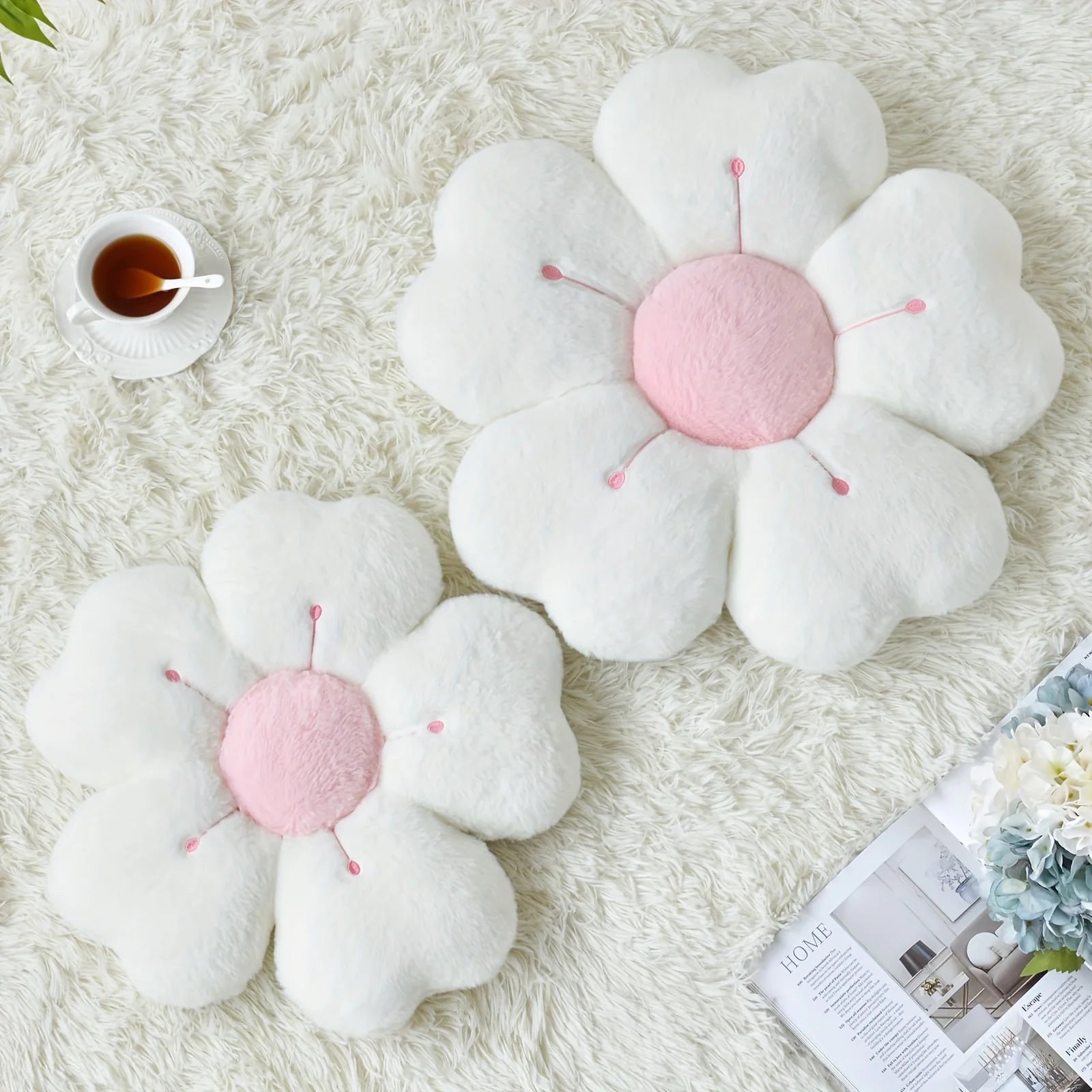 Flower-Shaped Plush Throw Pillow - Comfortable and Cute Mattress and Sofa Decor Cushion, Chair Cushion floor cushion