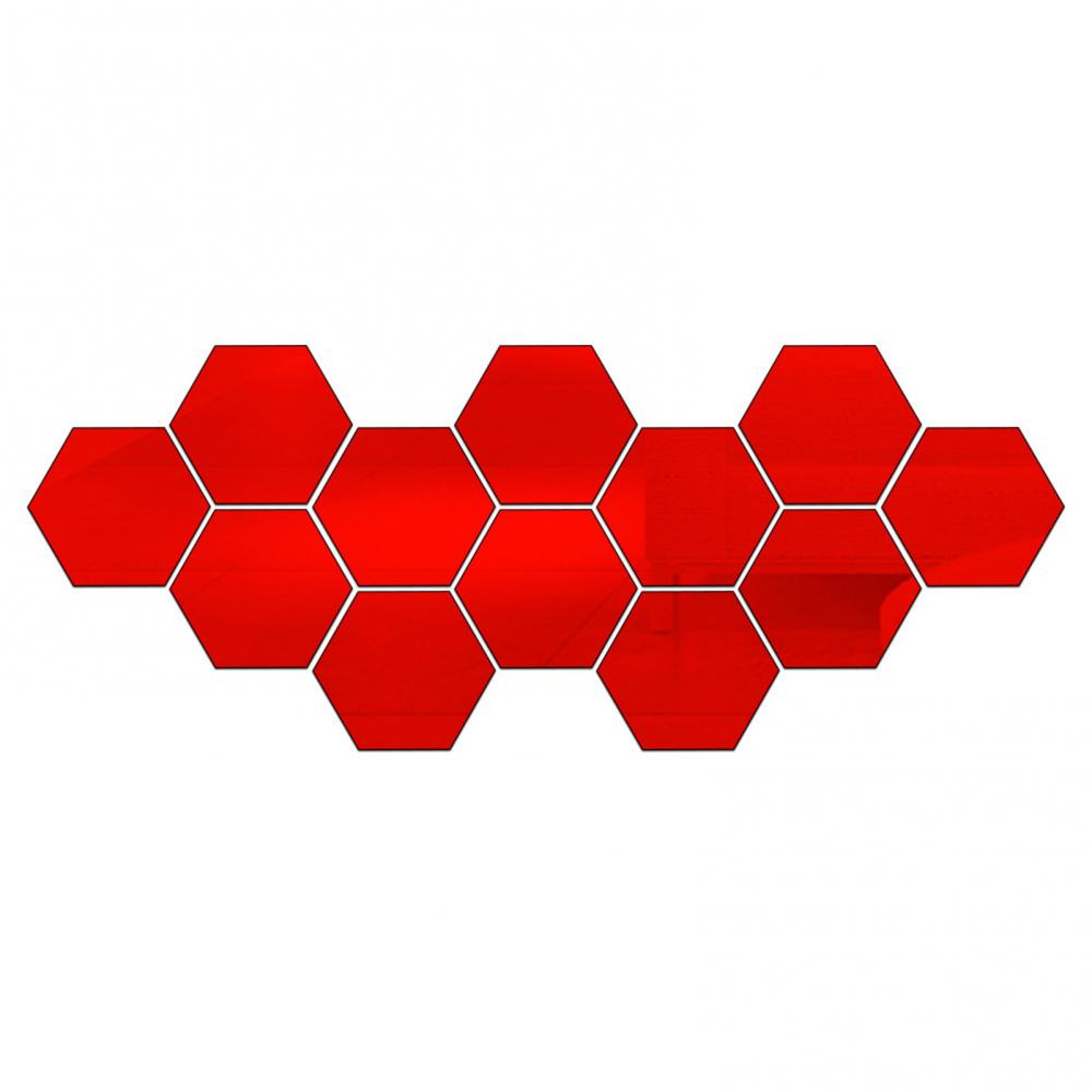 12Pcs Hexagonal Self Adhesive Mirror 3D Mirror Wall Sticker Home Decor Decorations DIY Removable Living Room Decal Art Ornaments