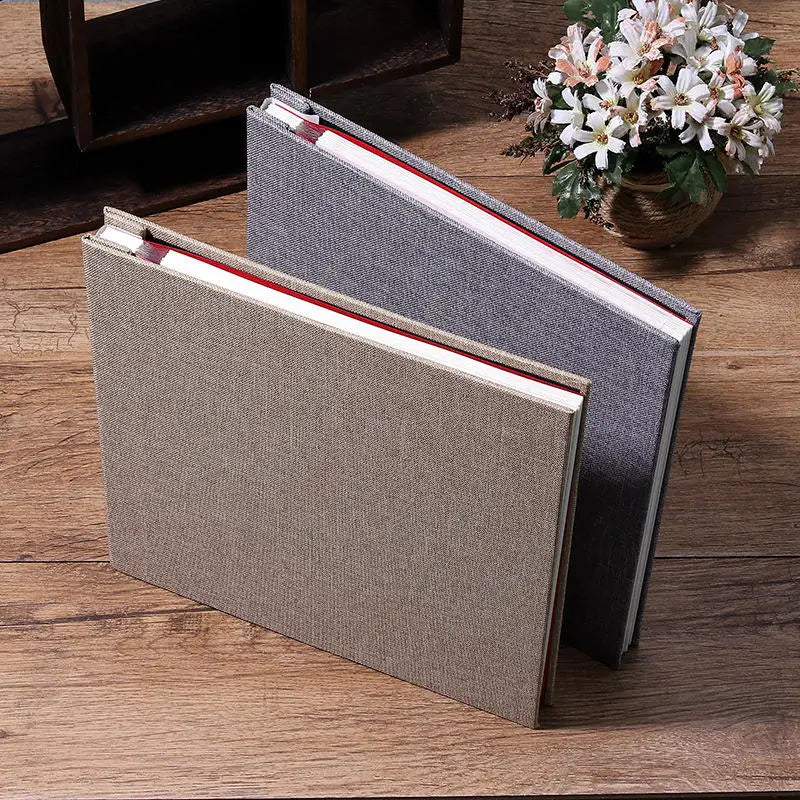 Linen Self-adhesive Film DIY Photo Album 16 Inch Solid Color 20 Page Family Wedding Anniversary Photo Collection Sticky Albums