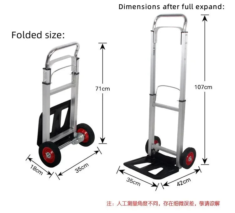 Folding Hand Truck Luggage Trolley Carts with Telescoping Handle Portable Lightweight Aluminum Aloy Hand Truck Garden Cart