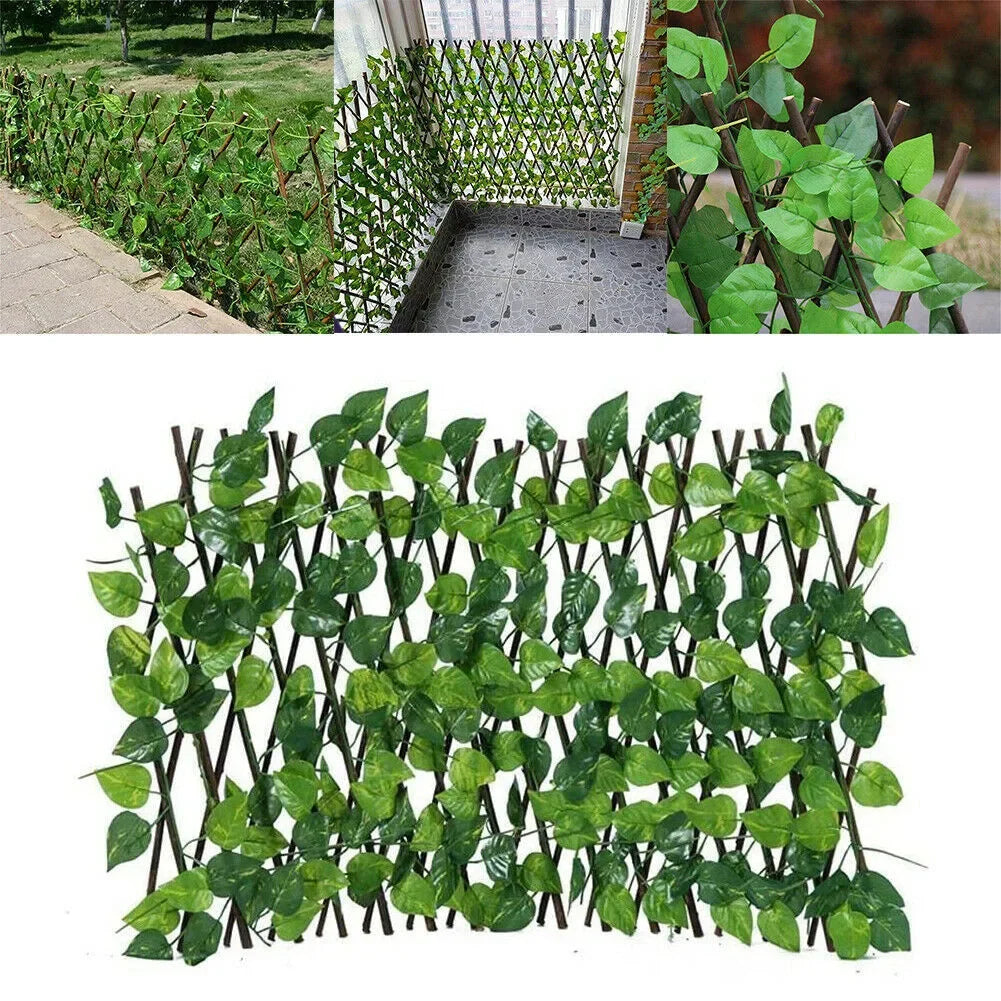 New Garden Screening Expanding Trellis Privacy Screen Hedged Artificial Faux Ivy Leaves Wooding Fence For Garden Buildings