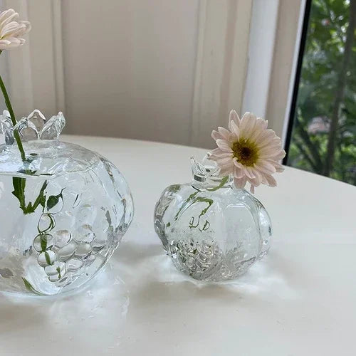 Creative Simple Small Pomegranate Glass Vase Desktop Hydroponic Lovely Hydroponic Flower Ornament Home Decor Vase Transparent