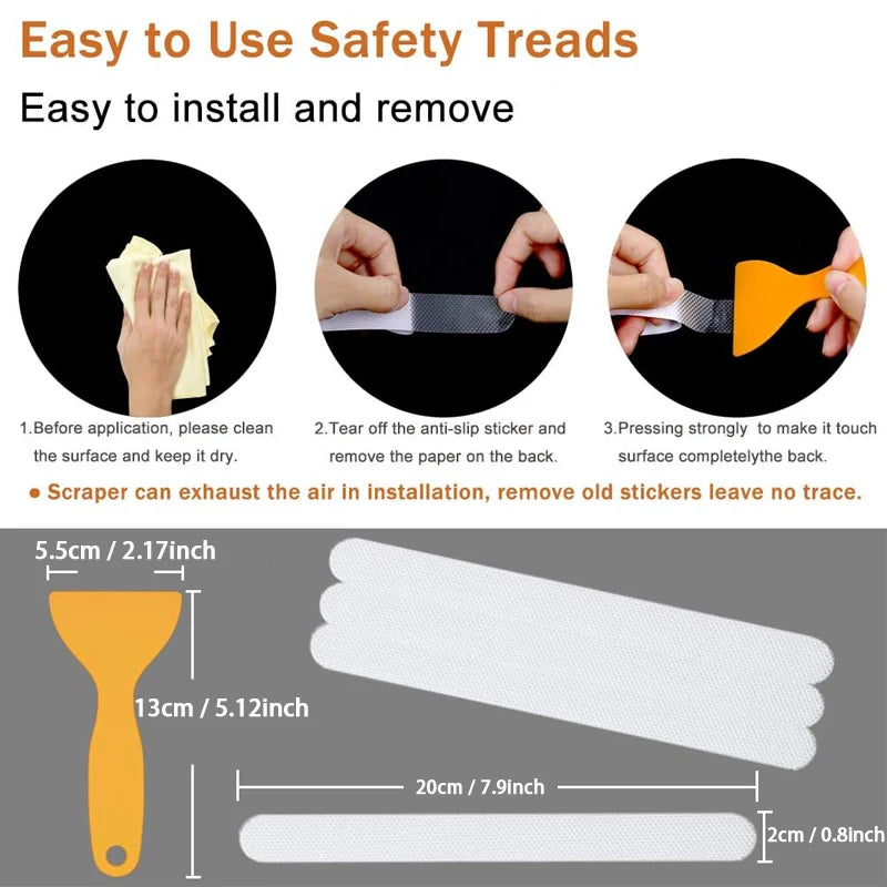 Anti-slip Strips Safety Shower Treads Stickers Bathtub Non Slip Sticker With Scraper Anti Skid Tape For Shower Tub Steps Floor