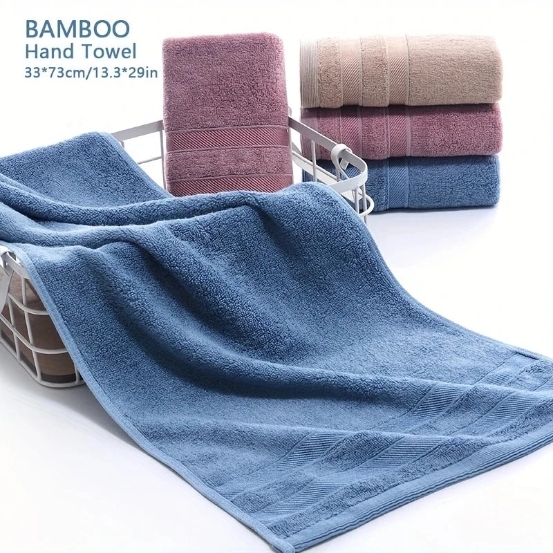 1 PC Premium Bamboo Cotton Hand Towel - Natural Sustainable Hypo-Allergenic High Absorbent Super Soft Luxury for Home