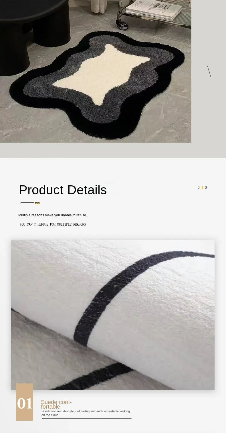 Ins Style Bath Floor Mats Non Slip Stain-resistant Carpets Living Room Bedroom Rugs Absorbent Cashmere Mats