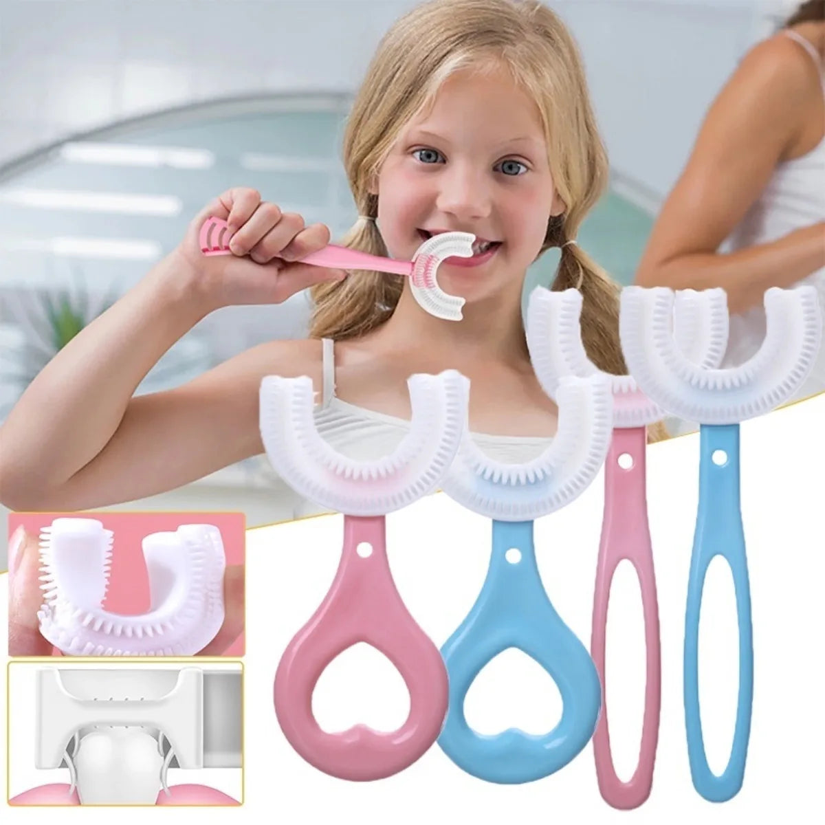 360 Degree U-Shaped Toothbrush BPA Free For Kids 2-12 Years Old Children's oral cleaning toothbrush brushing tool