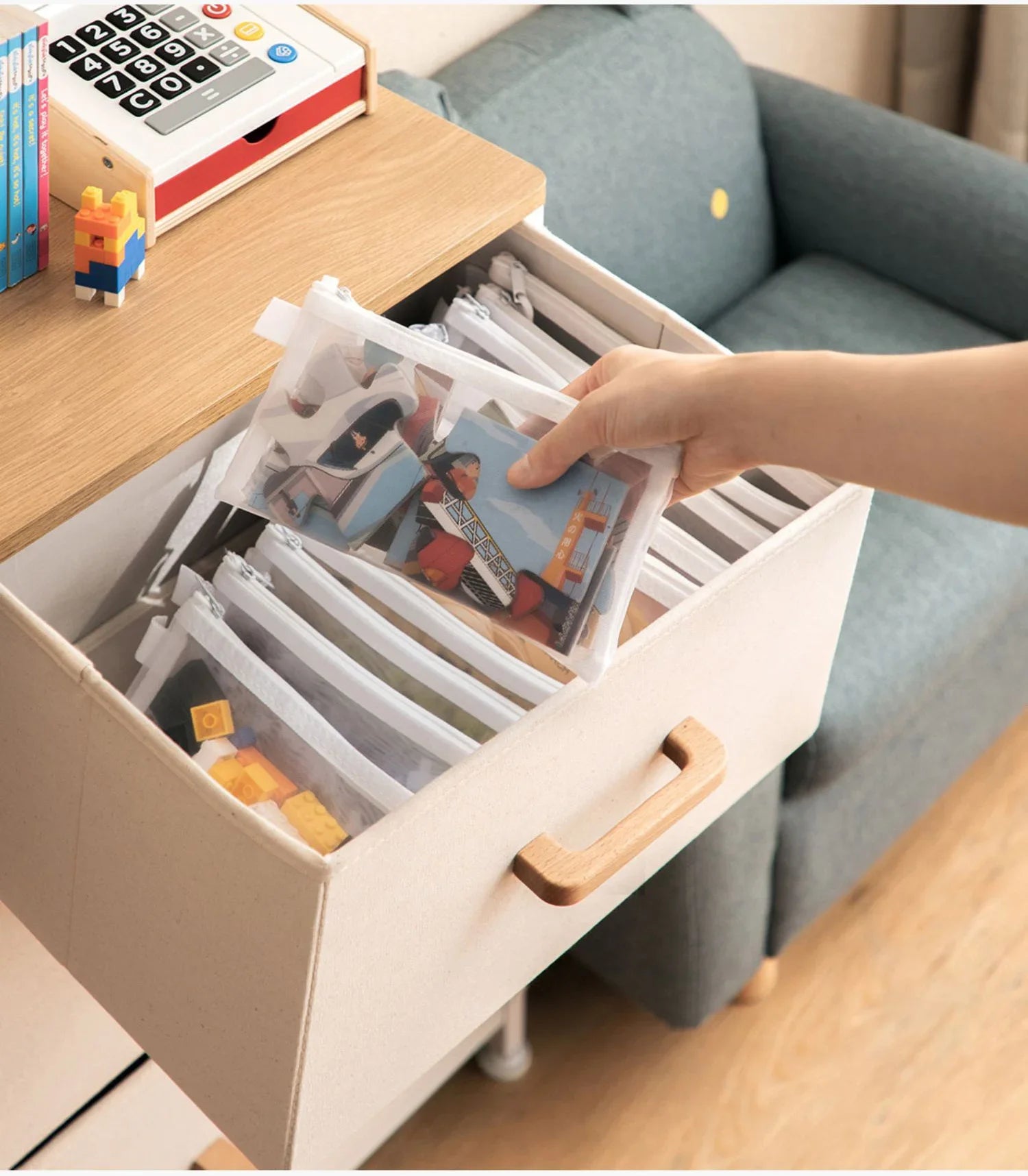 Toy storage bag building block puzzle sub-package bag children small particle zipper transparent finishing storage box