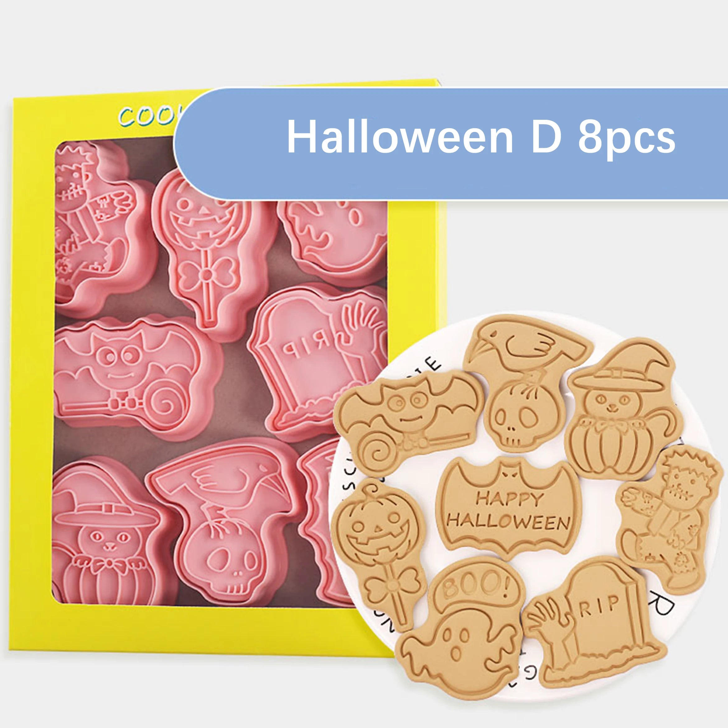 8Pcs Halloween Cookie Cutters 3D Pumpkin Ghost Biscuit Cutter Cookie Molds Kitchen Pastry Baking Tools Halloween Decoration 2024