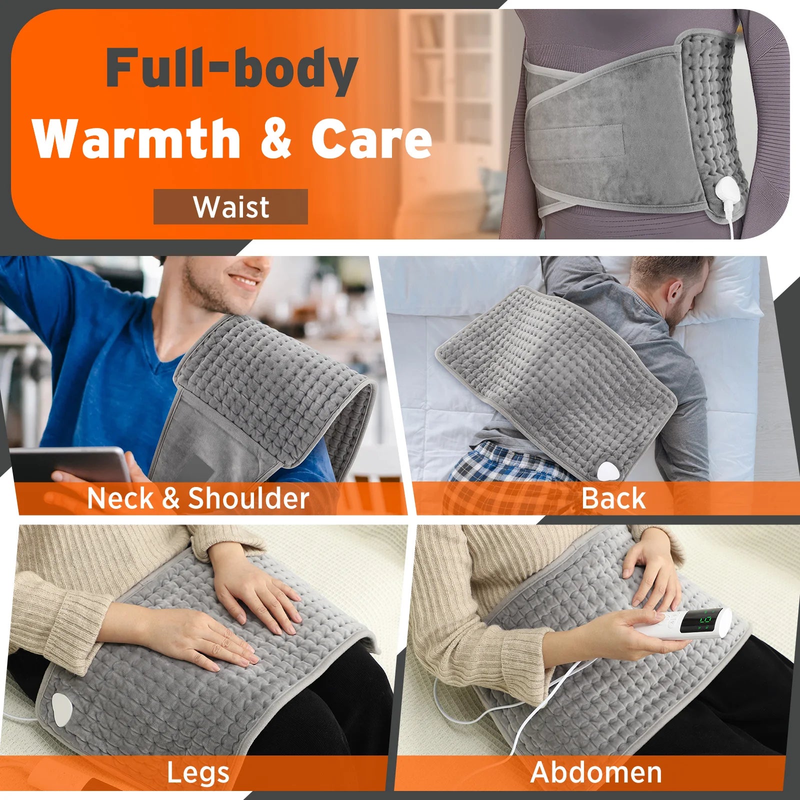 Electric Heating Pad for Back Portable Heater Period Cramps Care Shoulder Abdomen Legs Warming Blanket Office Home Camping Mat