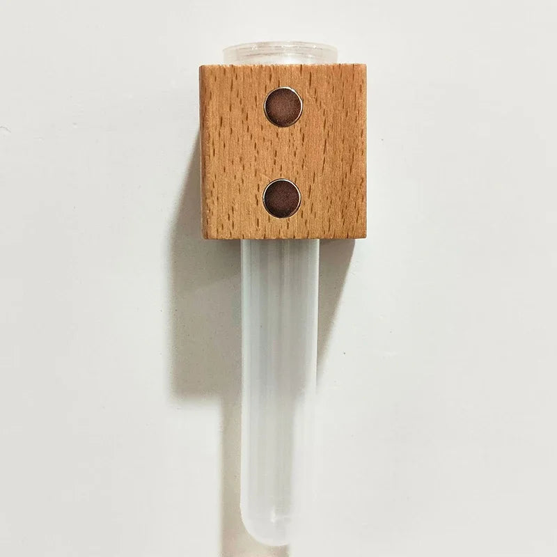 Wooden Test Tube Vase DIY Flower Arrangement Magnetic Simulation Flower Vase Refrigerator Sticker Home Kitchen Decorations Vases