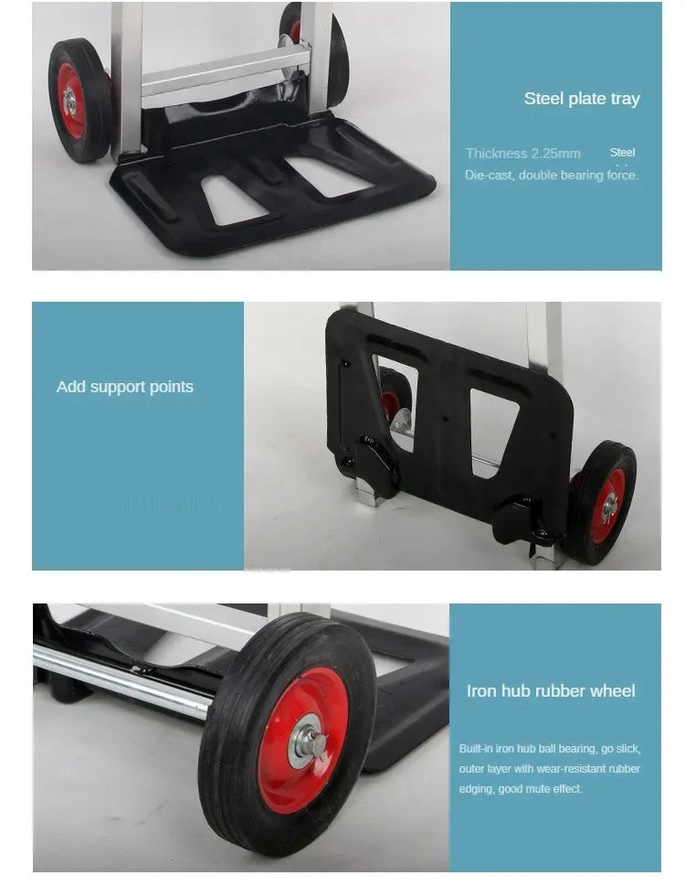 Folding Hand Truck Luggage Trolley Carts with Telescoping Handle Portable Lightweight Aluminum Aloy Hand Truck Garden Cart