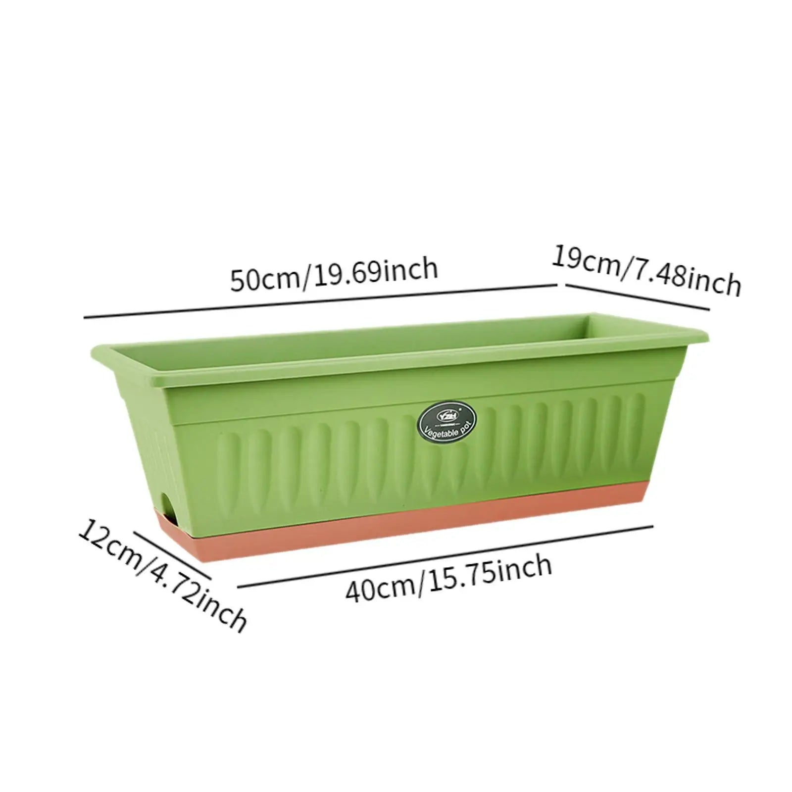 PP Flower Box Plant Pot with Tray Windowsill Planter 50x19x16cm Rectangle with