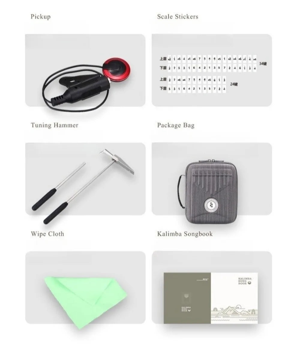 Wooden 24 Keys Kalimba Portable Double Layered Thumb Piano Adults Healing Finger Piano Birthday Gift Keyboard Instruments
