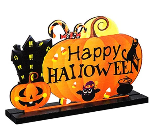 Creative Halloween Wooden Handicraft Decoration Halloween Desktop Ornaments Set Happy Helloween Party Trick ot Treat Decor