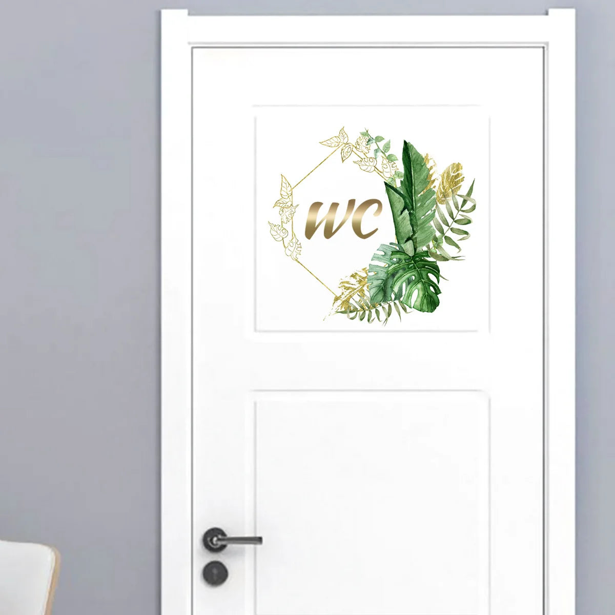 Green Plants Men and Women WC Wall Sticker for Bathroom Decoration Vinyl Home Decals Waterproof Poster Door Stickers Toilet Sign