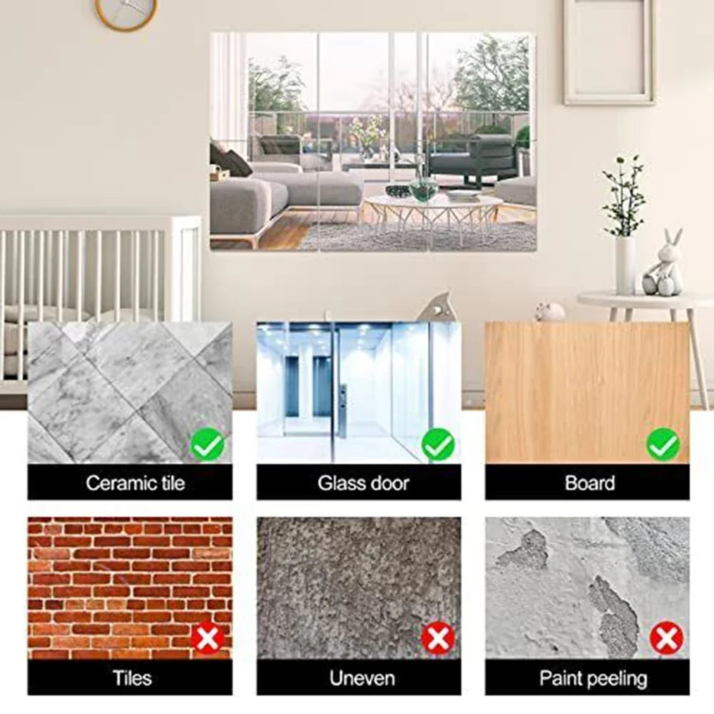 20X20 Acrylic Flexible Mirror Sheets Silver Self Adhesive Mirror Tiles Household Mirrors Bathroom Products Vanity Mirrors