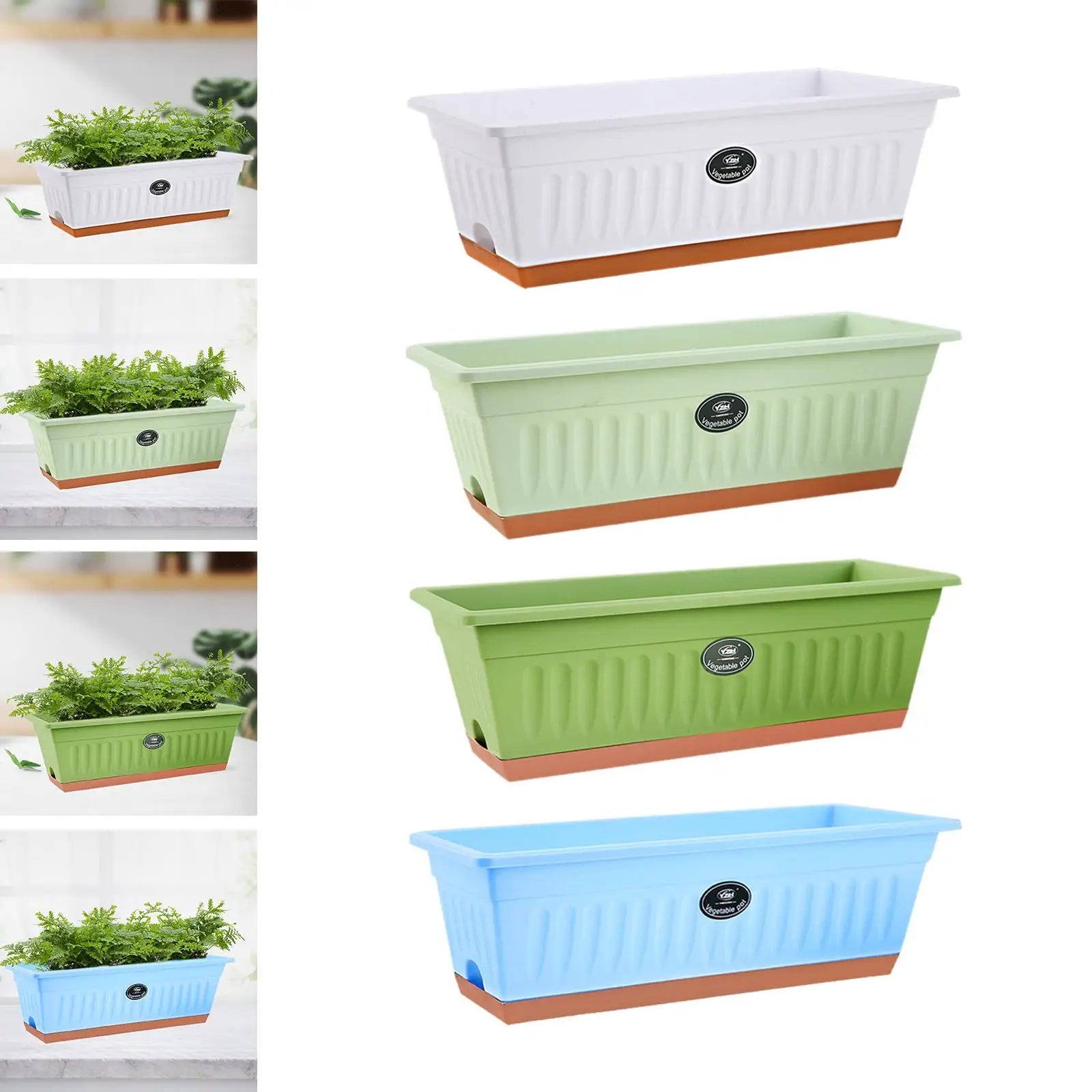 PP Flower Box Plant Pot with Tray Windowsill Planter 50x19x16cm Rectangle with