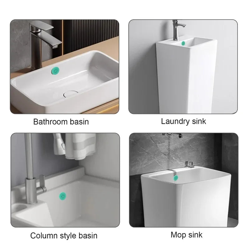 Silicone Sink Hole Overflow Cover Odor-proof Bathroom Wash Basin Seal Stopper Replacement Bathtub Drain Cap Plug Hair Filter