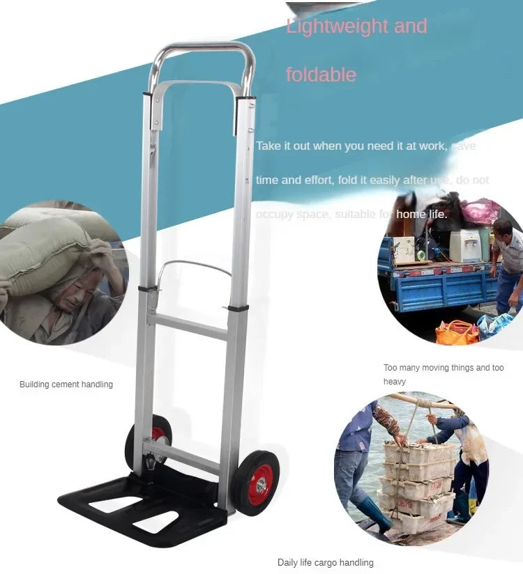 Folding Hand Truck Luggage Trolley Carts with Telescoping Handle Portable Lightweight Aluminum Aloy Hand Truck Garden Cart