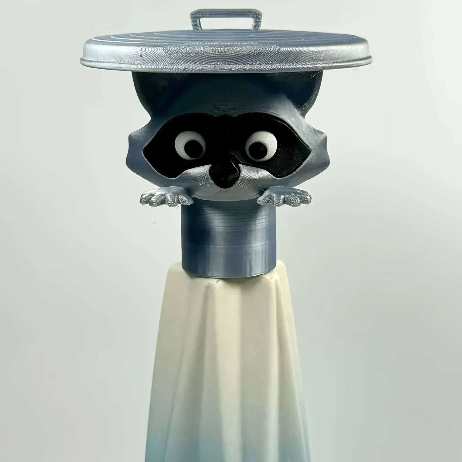 3D Printed Raccoon Toilet Paper Holder Adorable Playful Bathroom Decor with Lid Ideal Gift for Humor Lovers