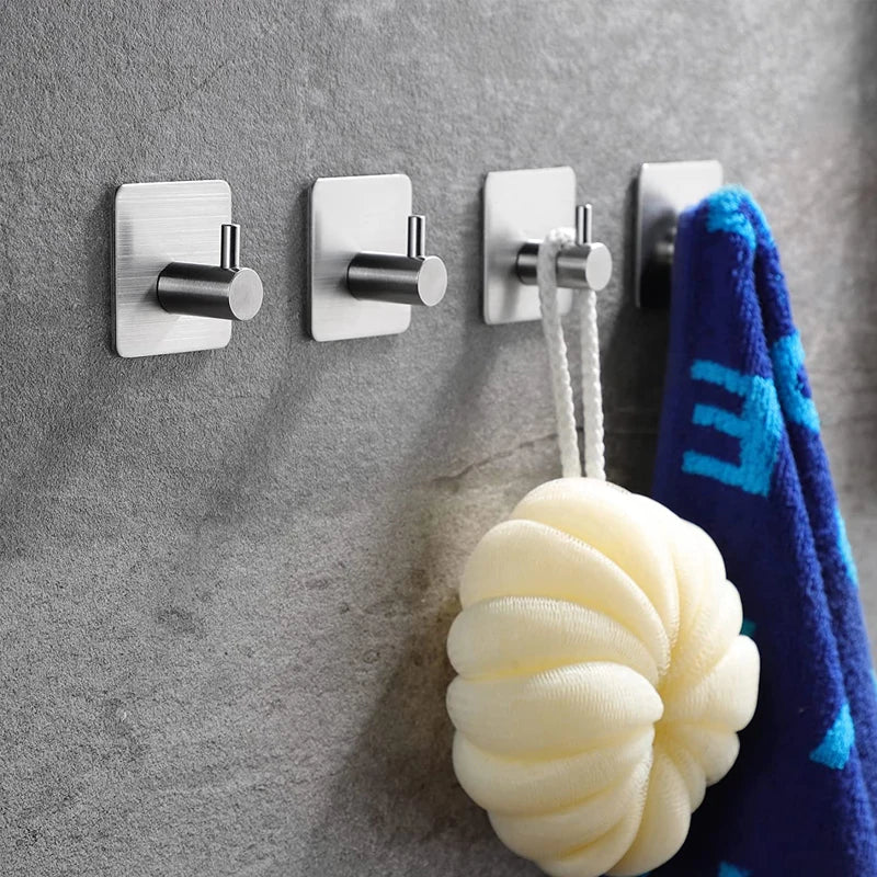 Self-adhesive Bathroom Hook Towels Rack Wall Stickers Steel Hooks For Wall Glue Adhesive Hanger Robe Shower Accessories