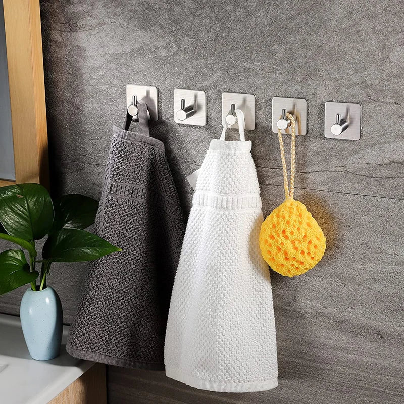 Self-adhesive Bathroom Hook Towels Rack Wall Stickers Steel Hooks For Wall Glue Adhesive Hanger Robe Shower Accessories