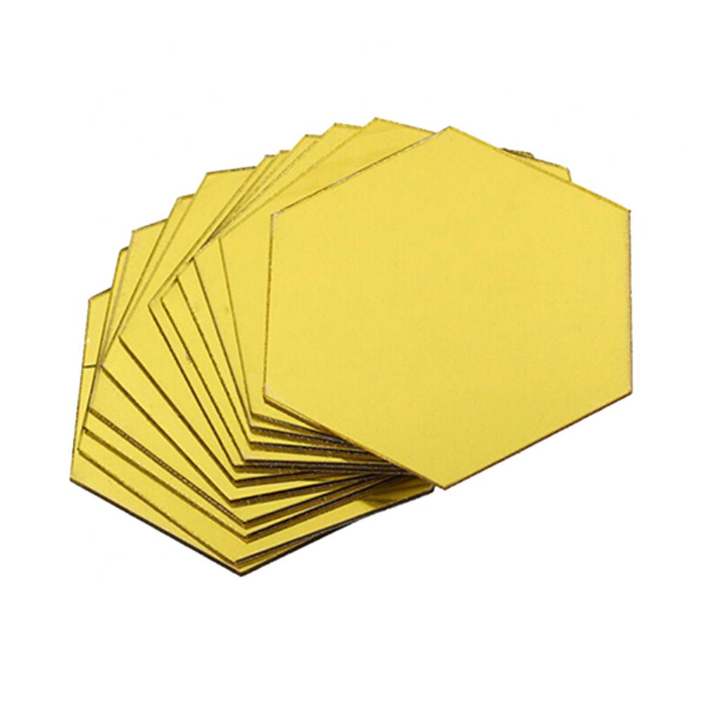 12Pcs Hexagonal Self Adhesive Mirror 3D Mirror Wall Sticker Home Decor Decorations DIY Removable Living Room Decal Art Ornaments