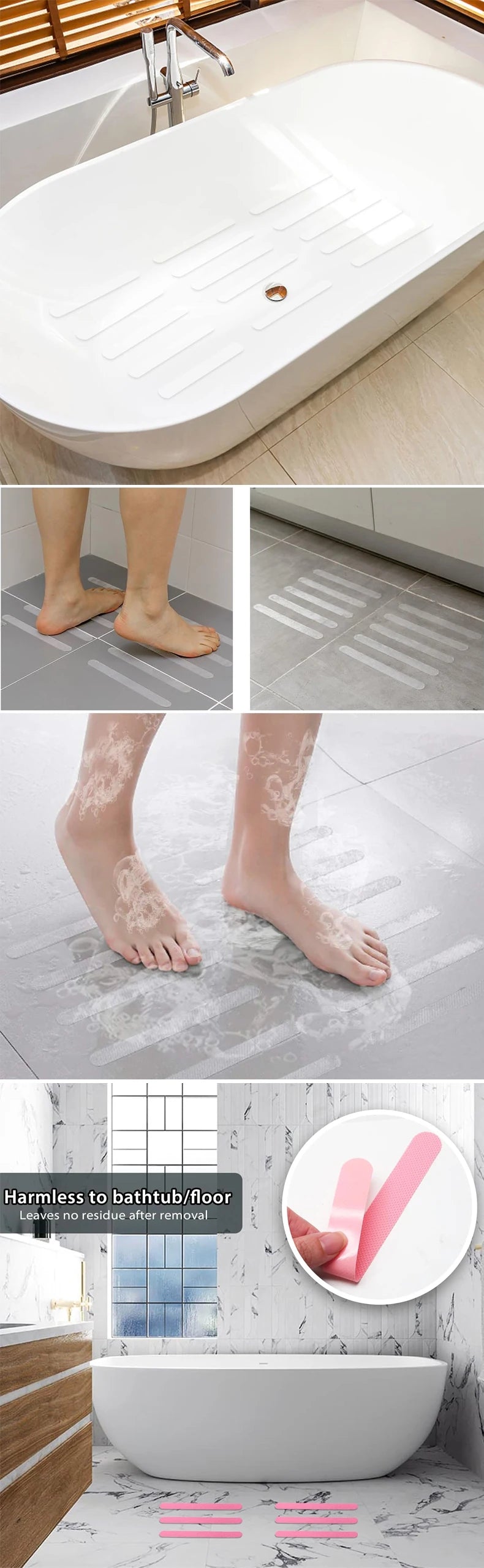 Anti-slip Strips Safety Shower Treads Stickers Bathtub Non Slip Sticker With Scraper Anti Skid Tape For Shower Tub Steps Floor