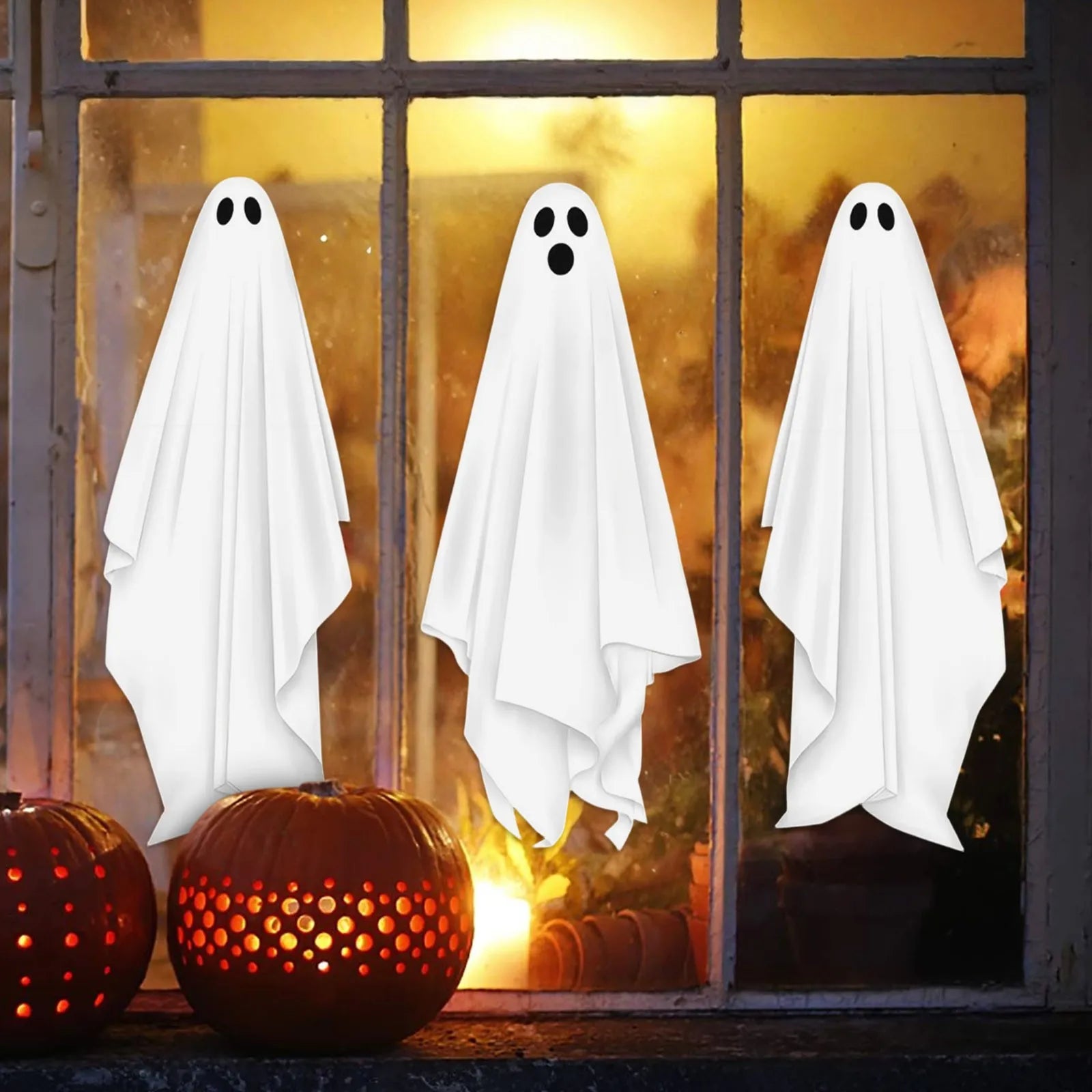 Halloween White Terror Stickers Halloween Glass Window Stickers Static Display Window Stickers PVC Halloween Decor Supplies
