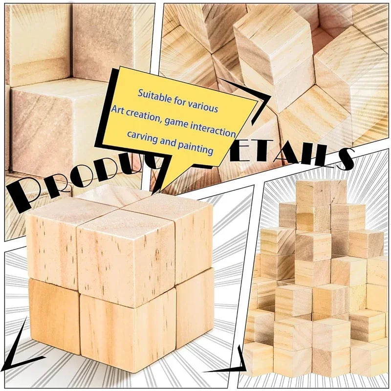 50/100pcs 20/25/30mm Unfinished Wooden Cubes, Blank Wood Blocks for DIY Craft, Painting, Baby Shower, Puzzle Making, Home Decor