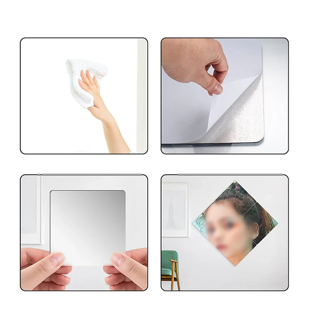 20X20 Acrylic Flexible Mirror Sheets Silver Self Adhesive Mirror Tiles Household Mirrors Bathroom Products Vanity Mirrors