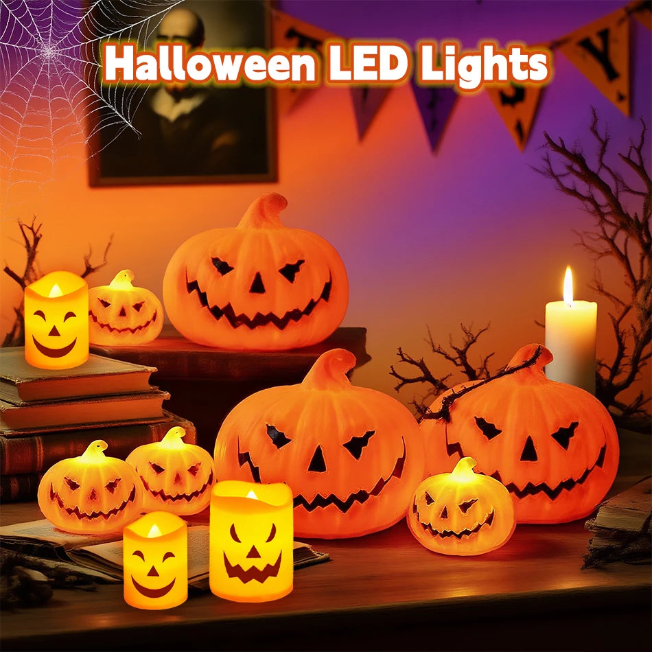 Halloween Led pumpkin lantern Light Home Decoration Candle Lamp Halloween Party Supplies Haunted House Horror Props Kids Gifts