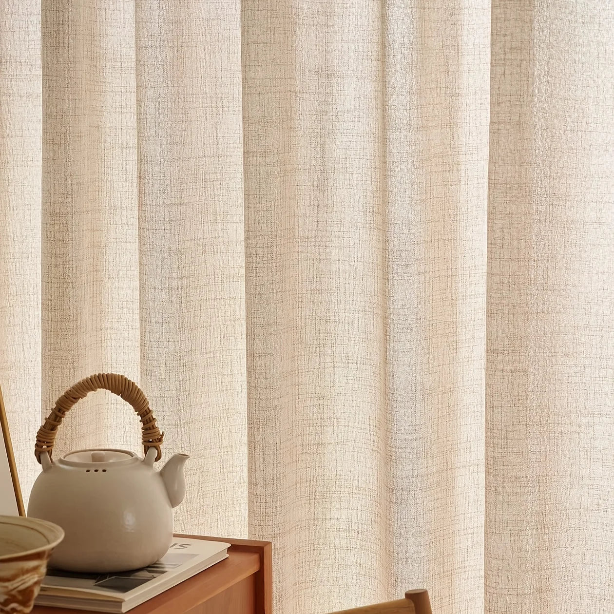 1PC Japan Style Thick Sheer Curtains for the Living Room Semi Tulle Curtain for Windows Solid Cortina Ready-made Voile Privacy D