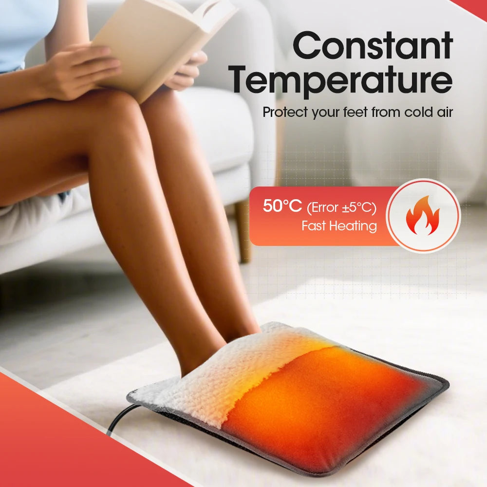 USB Charging Electric Foot Warmer Heater Bag Washable Soft Plush Foot Warming Mat Winter Heating Pad Non-Slip Foot Warmers