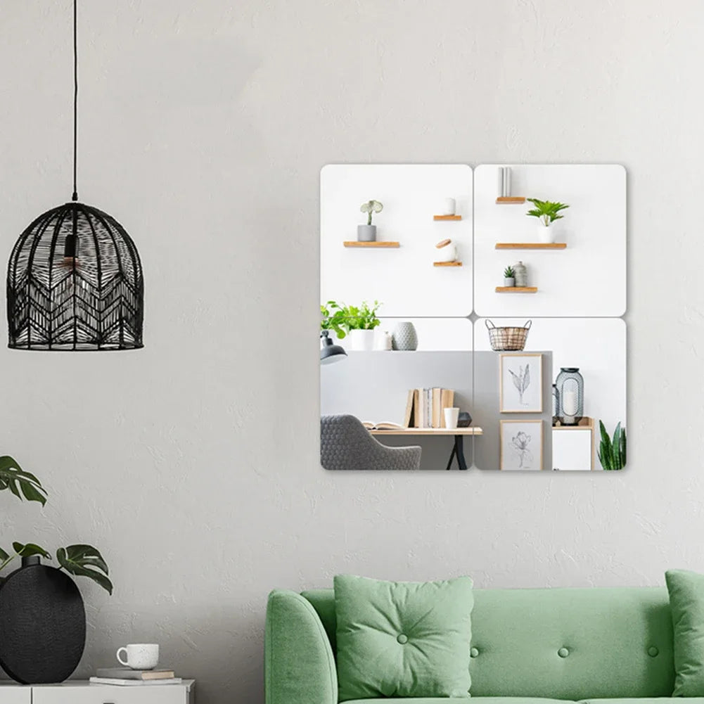 20X20 Acrylic Flexible Mirror Sheets Silver Self Adhesive Mirror Tiles Household Mirrors Bathroom Products Vanity Mirrors
