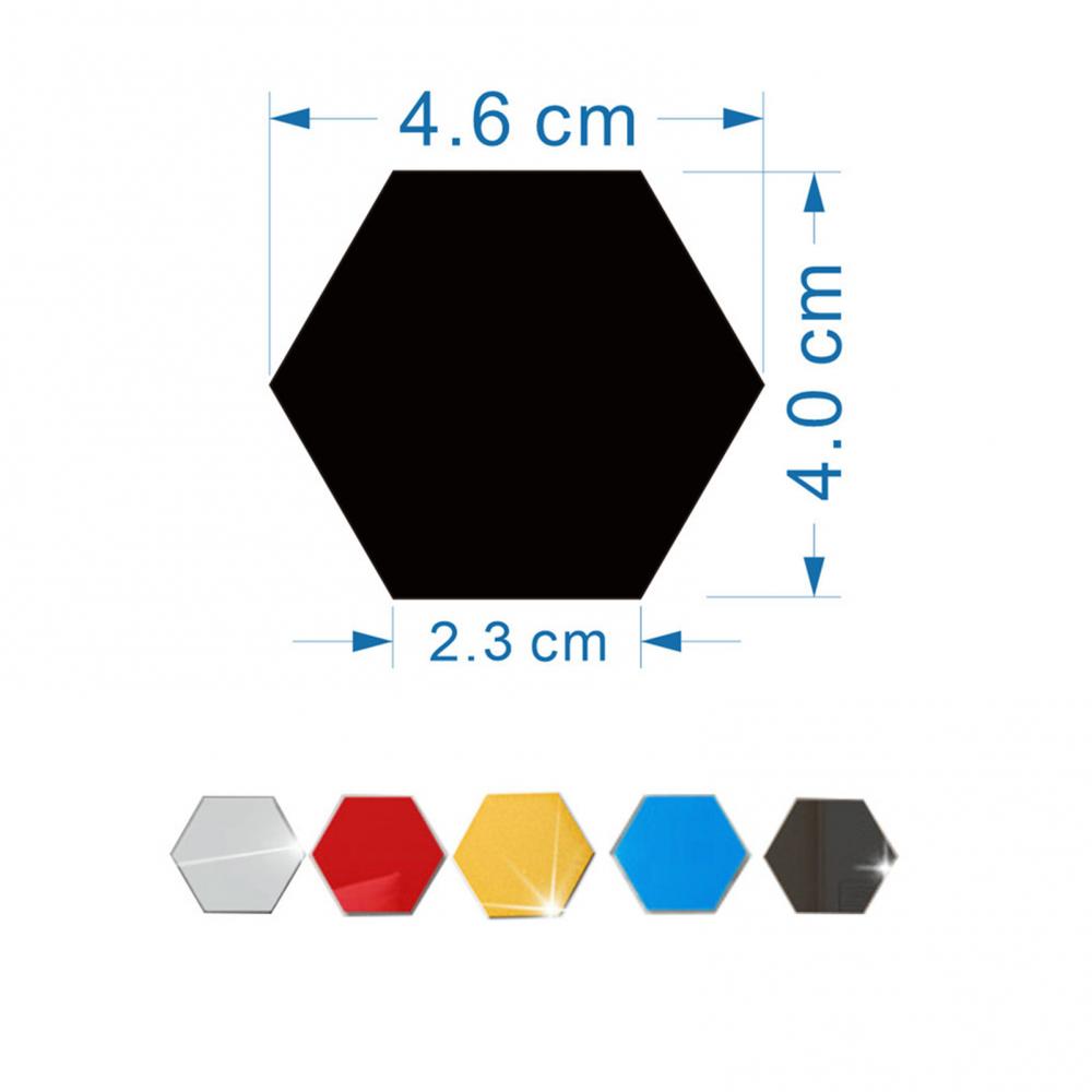 12Pcs Hexagonal Self Adhesive Mirror 3D Mirror Wall Sticker Home Decor Decorations DIY Removable Living Room Decal Art Ornaments