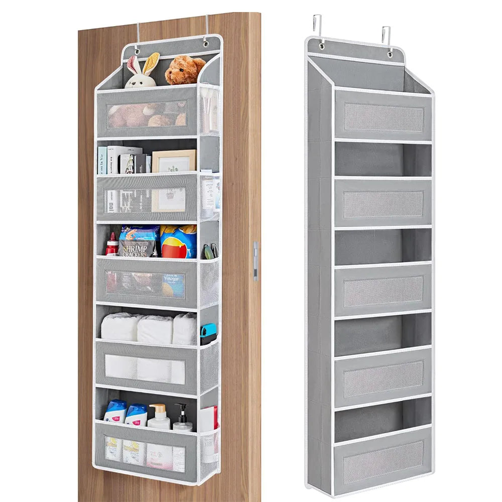 Over the Door Organizer Storage 5 Shelf Hanging Door Organizer with 5 Large Capacity Pockets for Bedroom Bathroom 1pcs