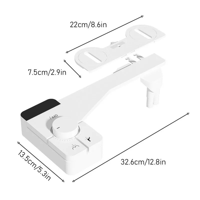 Adjustable Water Pressure Ass Sprayer Bidet Sprayer Attachment Non-Electric Ultra-Slim Toilet Seat Attachment Dual Nozzle Bide