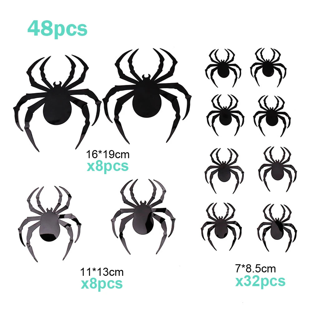 72/48/12Pcs 3D Wall Stickers Bat Stickers Halloween Decoration Vinyl Sticker Bat Sticker for Home Halloween Party Decorations