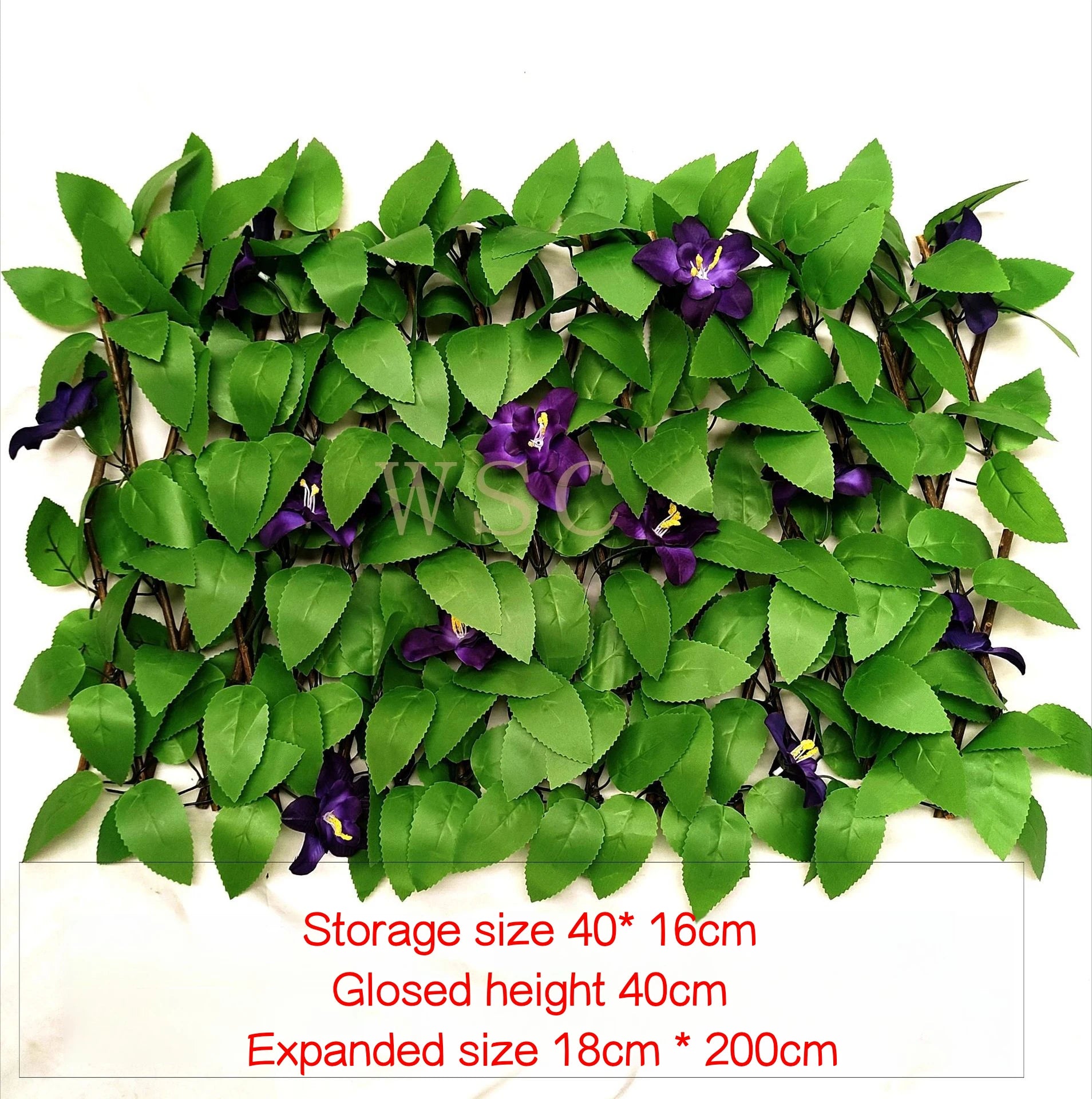 Simulation Fence Telescopic Fence Fake Flowers Green Leaves Artificial Faux Ivy Leaves Wooden Fence for Garden Decor Buildings