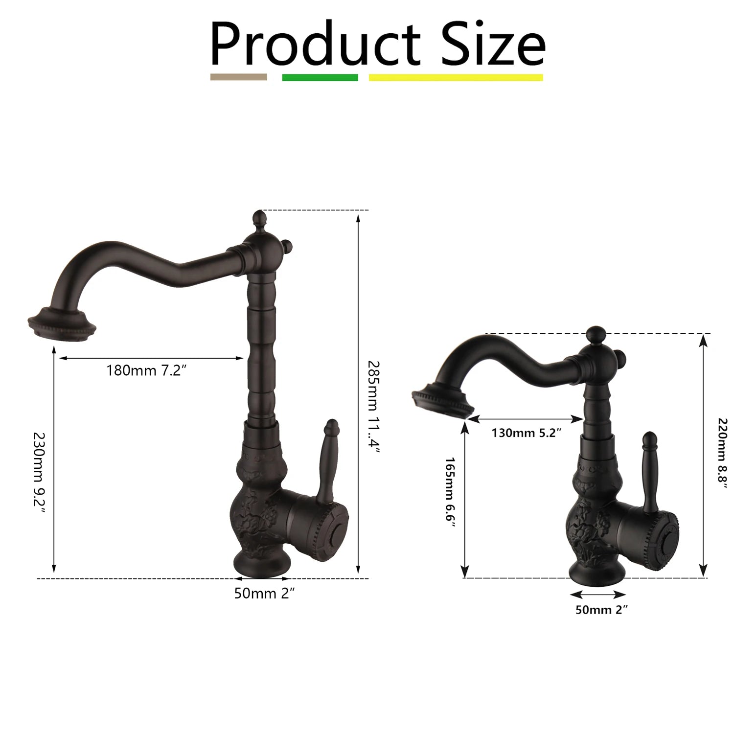 KEMAIDI Brass Bathroom Faucet Black Single Handle Kitchen Faucet Multifunctional 360 Degree Swivel Spout High Arc Splash Filter