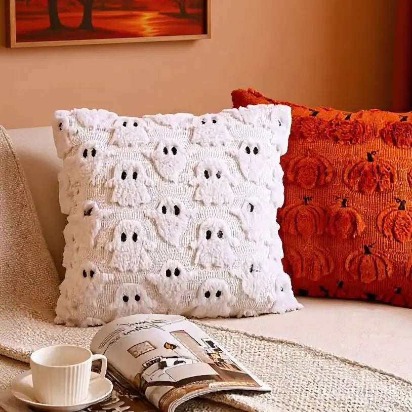 Halloween White 45x45cm Cute Ghost Decoration Pillow Cover Home Bedroom Living Room Sofa Fall Decor Halloween Pillow Covers