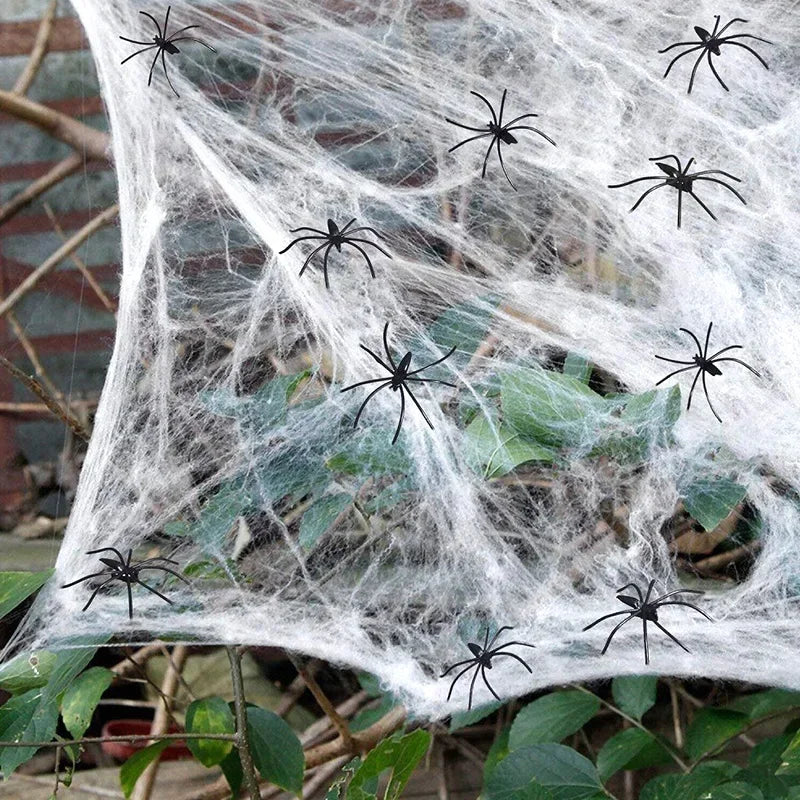 Halloween Decorations Artificial Spider Web Stretchy Cobweb Scary Party Halloween Decoration for Bar Haunted House Scene Props