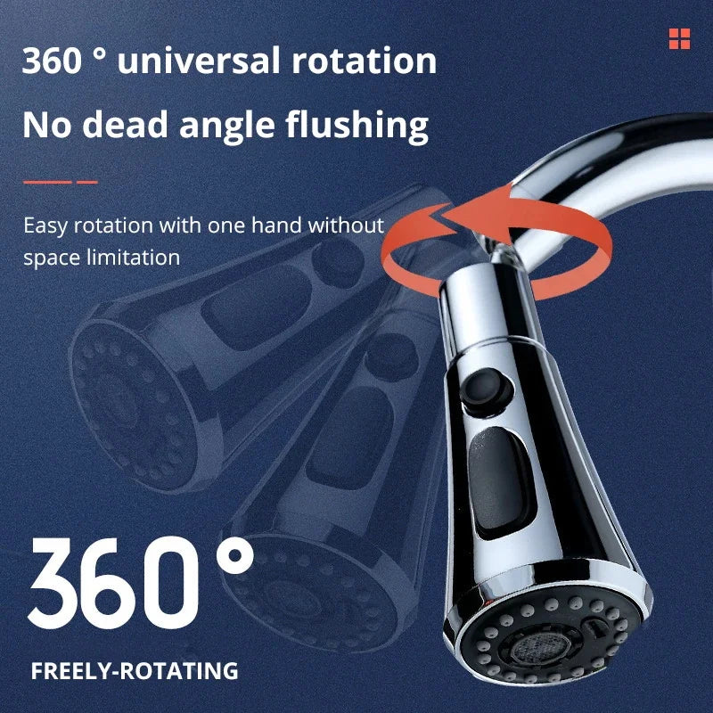 1pc Faucet Extender Metal Alloy,Three Modes,Head Water Saver Home Extended Shower Spray Filter