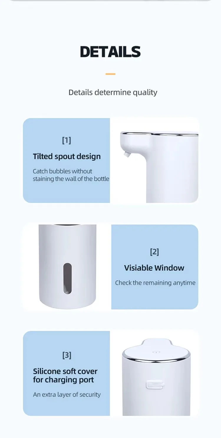 300ML Upgrade Intelligent Induction Touchless ABS Plastic Electric Automatic Sense Foam Soap Dispenser Hand Dish Washing Machine
