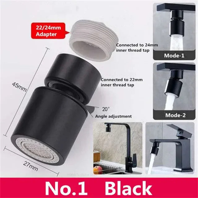 Kitchen Faucet Spray Head 360° Universal Swivel Dual Mode Faucet Bubbler Bathroom Pressurization Anti Splash Extender Nozzle