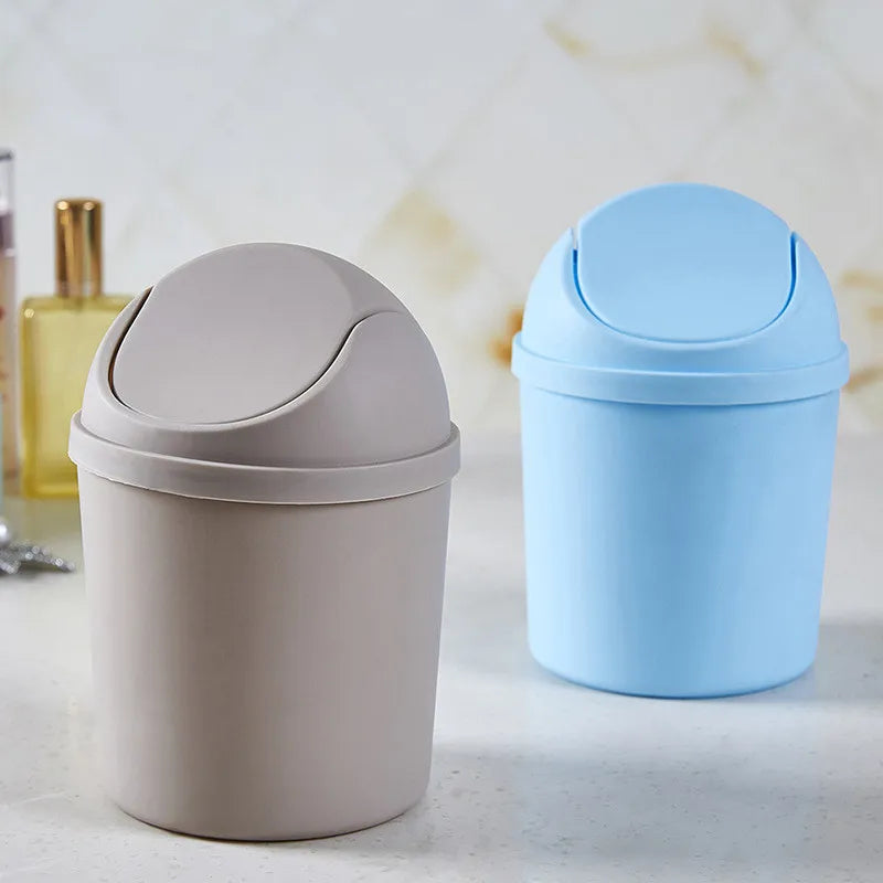 Mini Waste Bin Desktop Home Garbage Basket Table Trash Can Swing for Home Office Table Trash Can Small Waste Bin Office Supplies